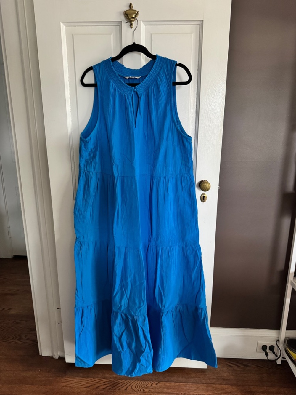 Boden Sleeveless Tiered Blue Maxi Dress